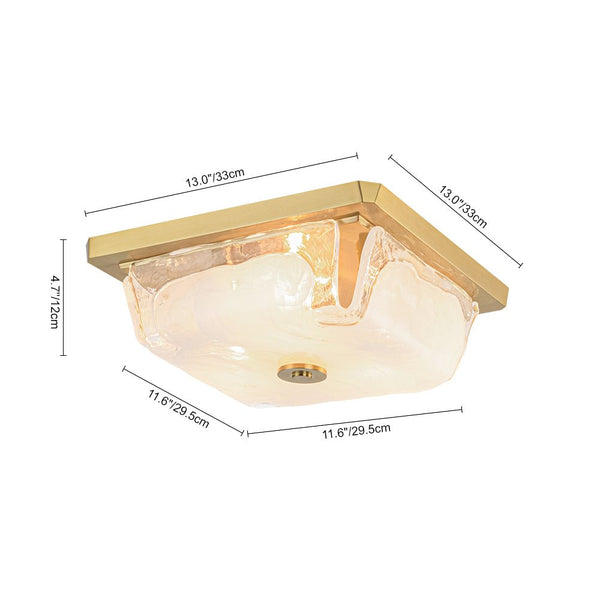 Thehouselights - 3 - Light Square Cloud Glass Flush Mount - Ceiling Light - 3 - Light - 