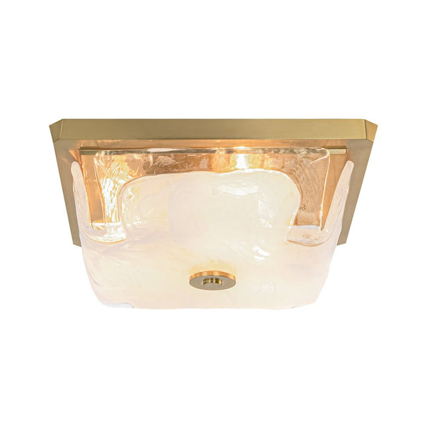 Thehouselights - 3 - Light Square Cloud Glass Flush Mount - Ceiling Light - 3 - Light - 