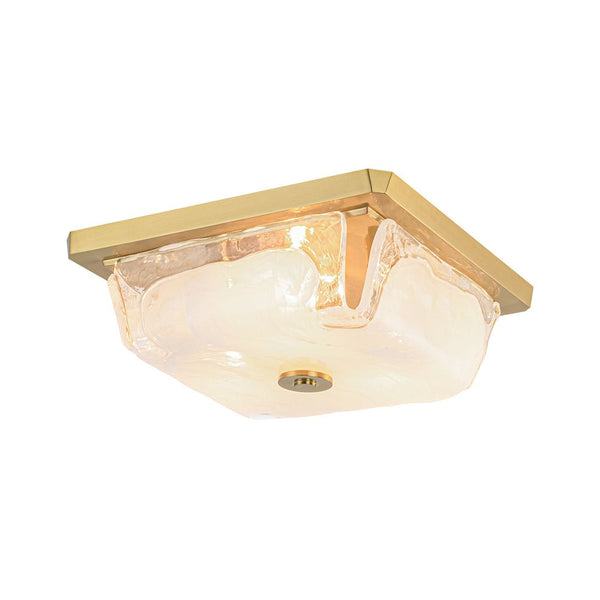 Thehouselights - 3 - Light Square Cloud Glass Flush Mount - Ceiling Light - 3 - Light - 