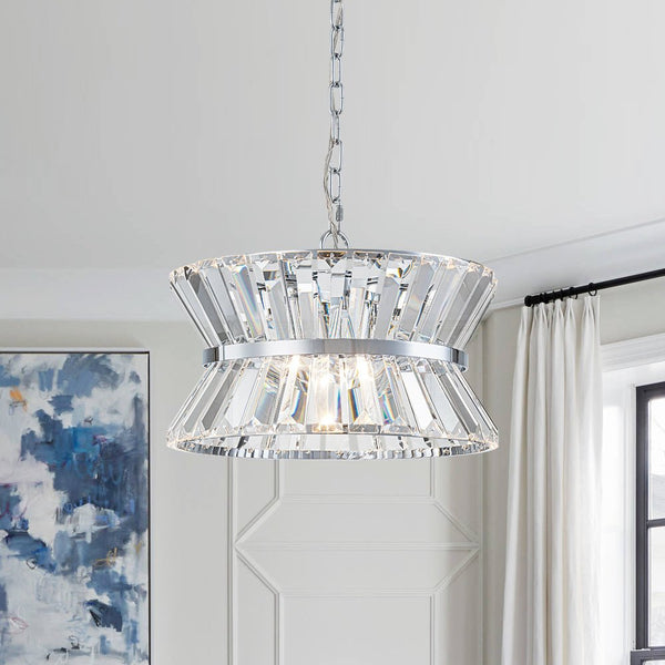 Thehouselights-3-Light Up Down Crystal Shade Chrome Chandelier-Chandelier-3-Light-