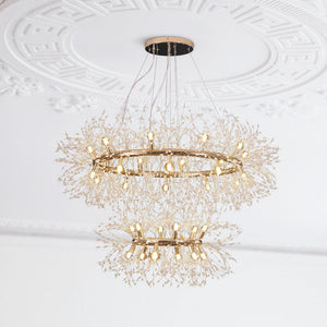 Thehouselights-32-Light Modern Large 2-Tiers Firework Chandelier-Chandelier-Brass-