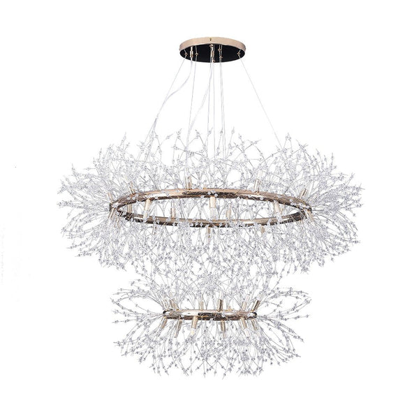 Thehouselights-32-Light Modern Large 2-Tiers Firework Chandelier-Chandelier-Brass-