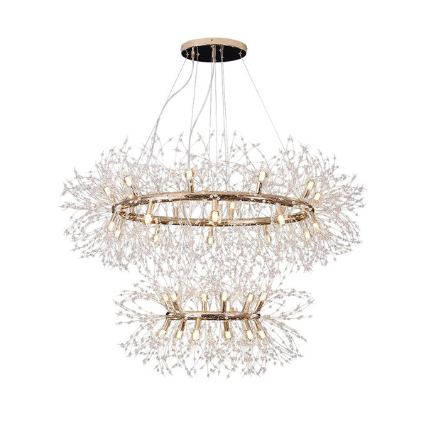 Thehouselights-32-Light Modern Large 2-Tiers Firework Chandelier-Chandelier-Brass-
