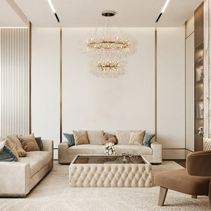 Thehouselights-32-Light Modern Large 2-Tiers Firework Chandelier-Chandelier-Brass-