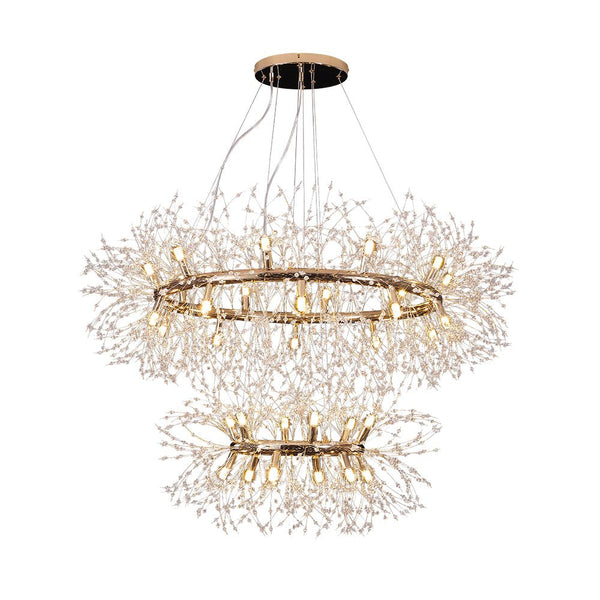 Thehouselights-32-Light Modern Large 2-Tiers Firework Chandelier-Chandelier-Brass-