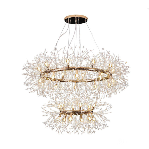Thehouselights-32-Light Modern Large 2-Tiers Firework Chandelier-Chandelier-Brass-