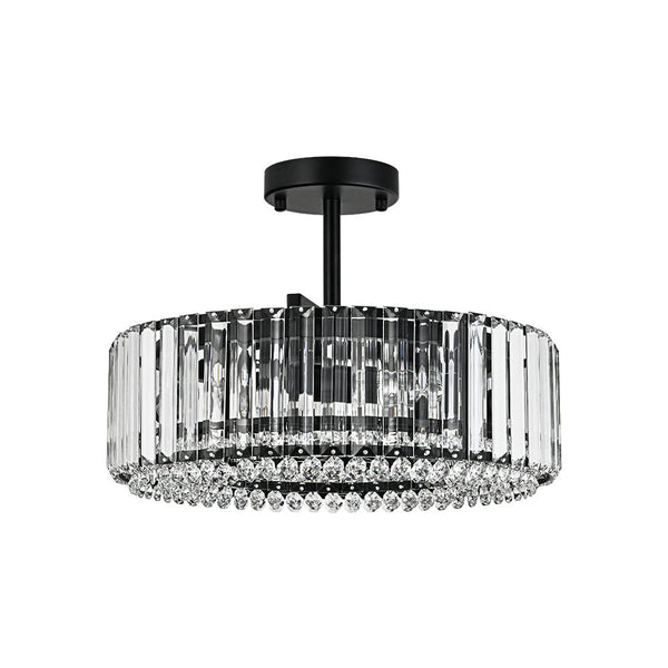 Thehouselights - 4 - Light Crystal Drum Semi Flush Mount - Ceiling Light - Brass - 