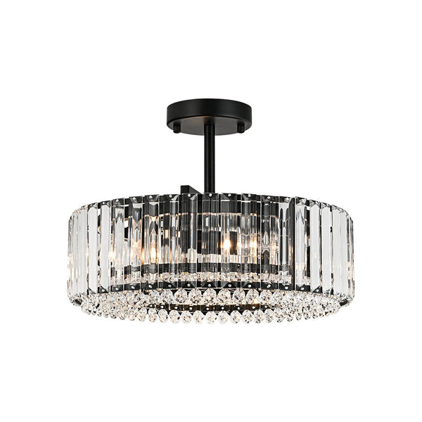 Thehouselights - 4 - Light Crystal Drum Semi Flush Mount - Ceiling Light - Brass - 