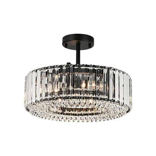Thehouselights - 4 - Light Crystal Drum Semi Flush Mount - Ceiling Light - Brass - 
