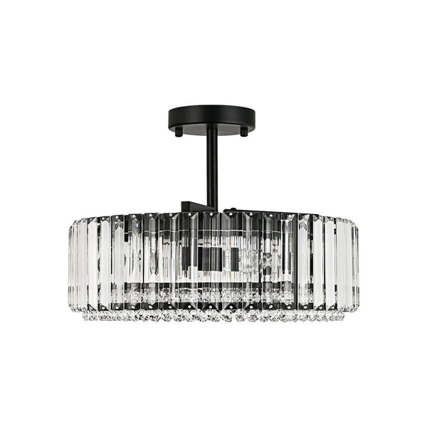 Thehouselights - 4 - Light Crystal Drum Semi Flush Mount - Ceiling Light - Brass - 