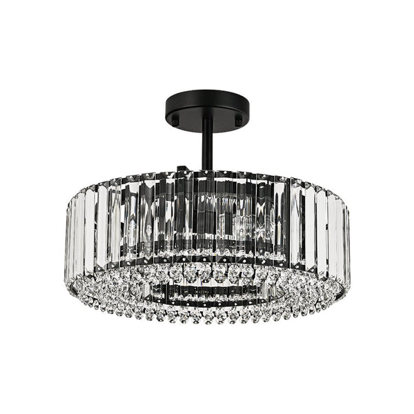 Thehouselights - 4 - Light Crystal Drum Semi Flush Mount - Ceiling Light - Brass - 