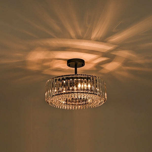 Thehouselights - 4 - Light Crystal Drum Semi Flush Mount - Ceiling Light - Brass - 