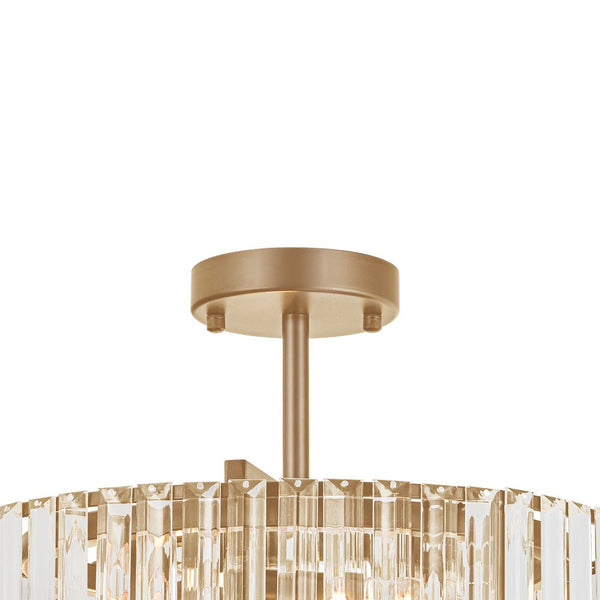 Thehouselights - 4 - Light Crystal Drum Semi Flush Mount - Ceiling Light - Brass - 