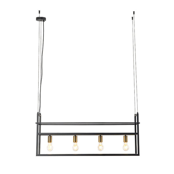 Thehouselights-4-Light Designer Black Cage Rack Pendant Lighting-Pendant--