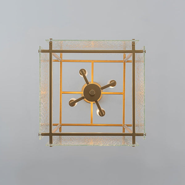Thehouselights - 4 - Light Hammer Glass Lantern Pendant Light - Pendant - Brass - 