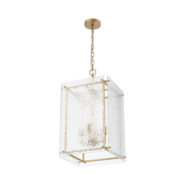 Thehouselights - 4 - Light Hammer Glass Lantern Pendant Light - Pendant - Brass - 