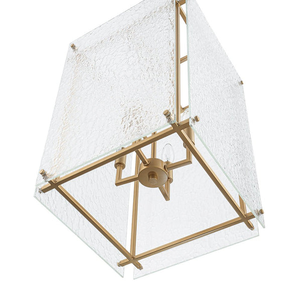 Thehouselights - 4 - Light Hammer Glass Lantern Pendant Light - Pendant - Brass - 