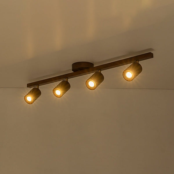 Thehouselights - 4 - Light Linear Semi Flush Light Track Light - Ceiling Light - Walnut - 