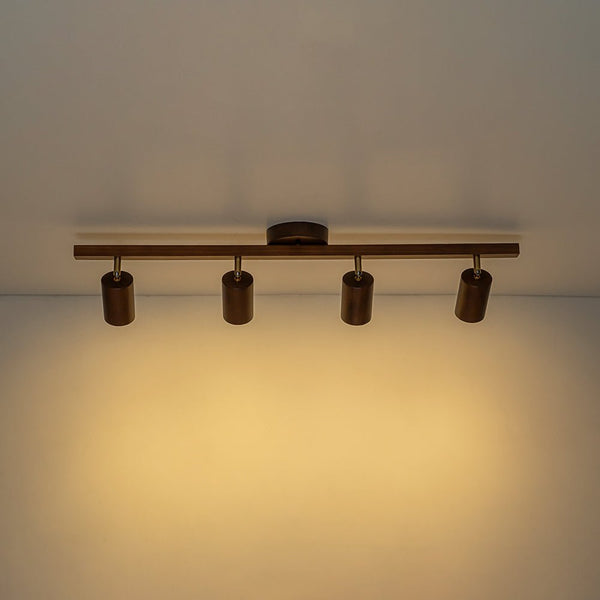 Thehouselights - 4 - Light Linear Semi Flush Light Track Light - Ceiling Light - Walnut - 
