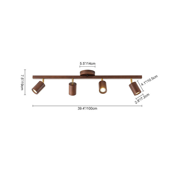 Thehouselights - 4 - Light Linear Semi Flush Light Track Light - Ceiling Light - Walnut - 