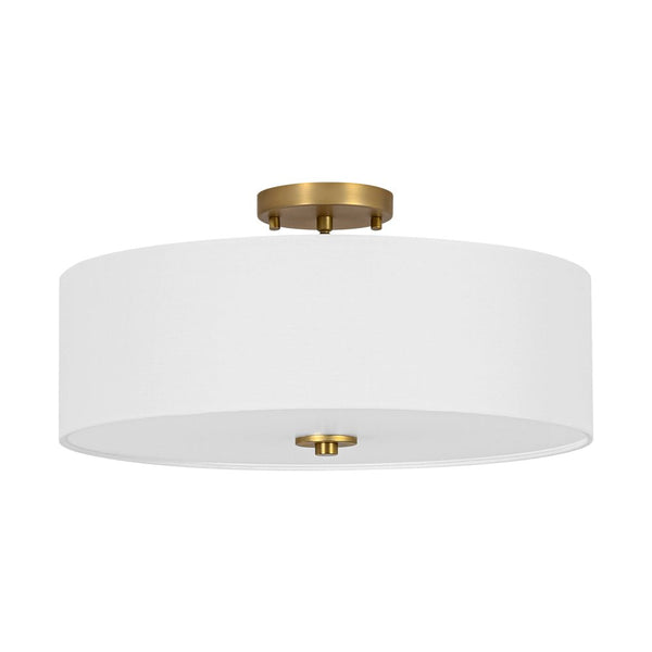Thehouselights - 4 - Light Linen Drum Flush Mount Ceiling - Ceiling Light - Brass - 1 - Tier