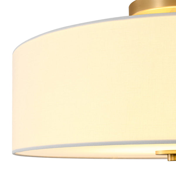 Thehouselights - 4 - Light Linen Drum Flush Mount Ceiling - Ceiling Light - Brass - 1 - Tier