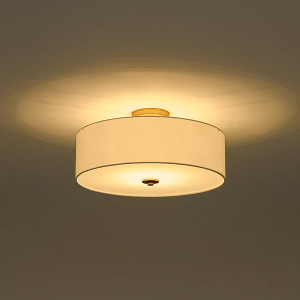 Thehouselights - 4 - Light Linen Drum Flush Mount Ceiling - Ceiling Light - Brass - 1 - Tier