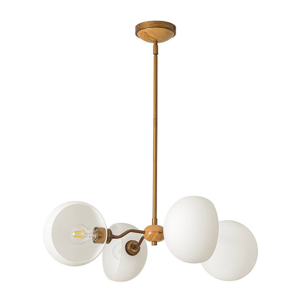 Thehouselights - 4 - Light Sputnik Semi Open Glass Shade Chandelier - Chandelier - Brass - 