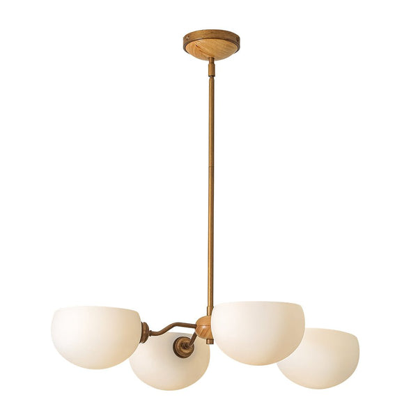 Thehouselights - 4 - Light Sputnik Semi Open Glass Shade Chandelier - Chandelier - Brass - 