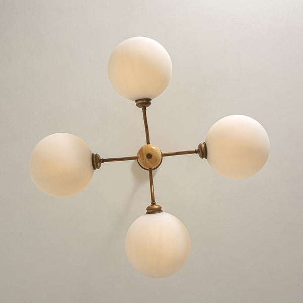 Thehouselights - 4 - Light Sputnik Semi Open Glass Shade Chandelier - Chandelier - Brass - 