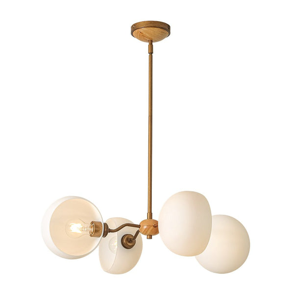 Thehouselights - 4 - Light Sputnik Semi Open Glass Shade Chandelier - Chandelier - Brass - 