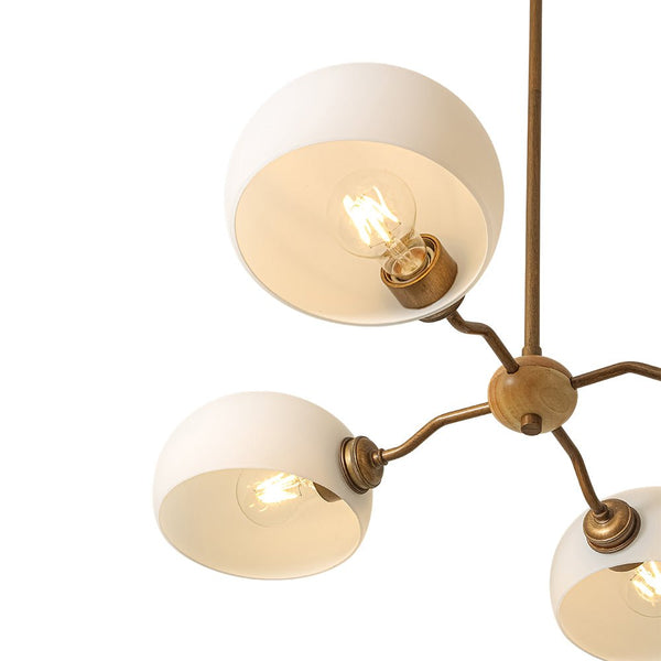 Thehouselights - 4 - Light Sputnik Semi Open Glass Shade Chandelier - Chandelier - Brass - 