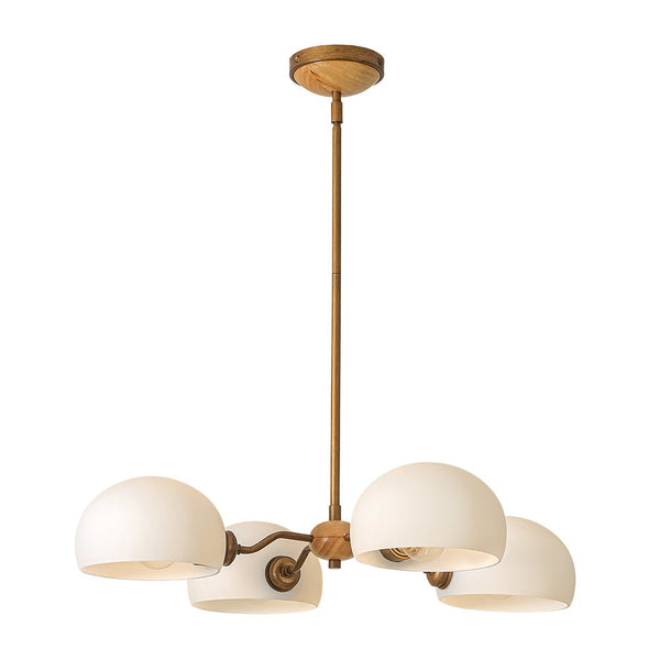 Thehouselights - 4 - Light Sputnik Semi Open Glass Shade Chandelier - Chandelier - Brass - 