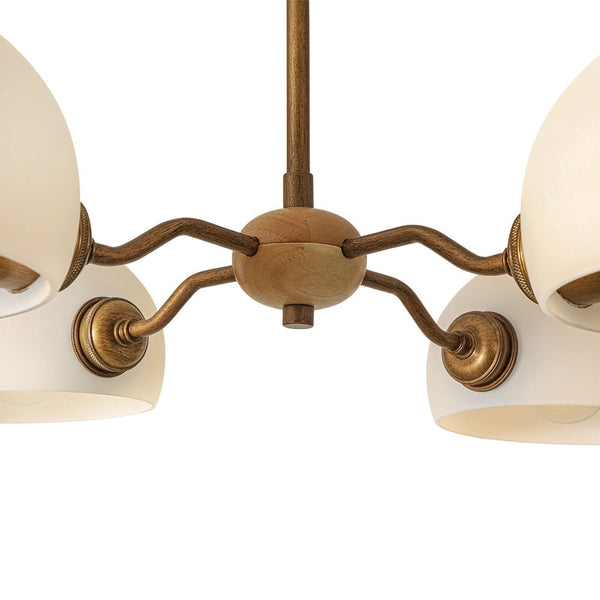 Thehouselights - 4 - Light Sputnik Semi Open Glass Shade Chandelier - Chandelier - Brass - 