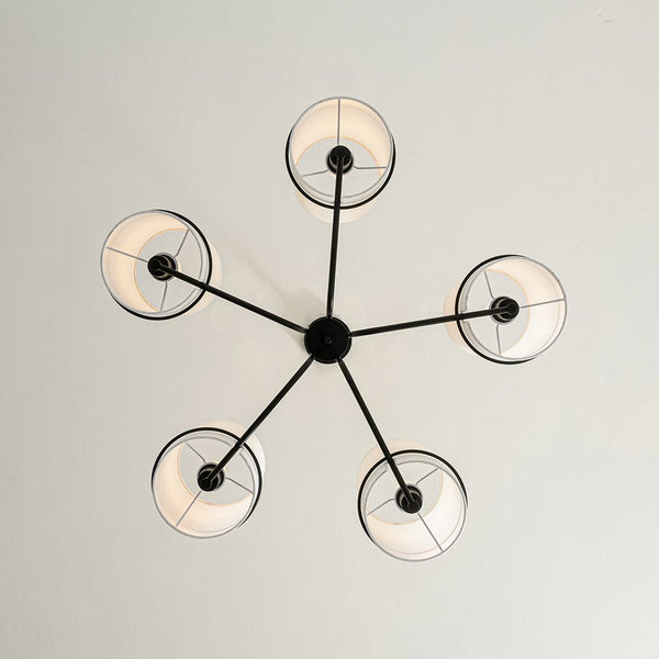 Thehouselights - 5 - Light Cylinder Fabric Shade Chandelier - Chandelier - Black - 
