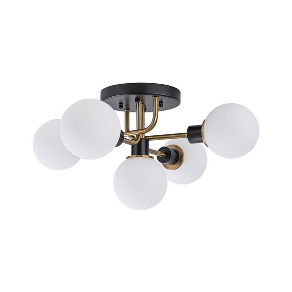 Thehouselights - 5 - Light Glass Bubble Semi Flush Mount - Chandelier - Clear Glass - 