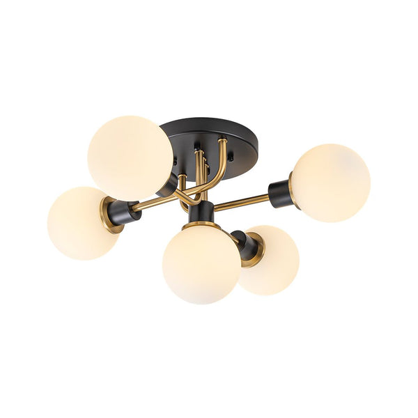 Thehouselights - 5 - Light Glass Bubble Semi Flush Mount - Chandelier - Clear Glass - 