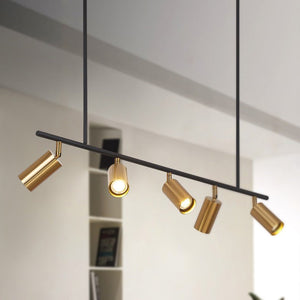 Thehouselights-5-Light Kitchen Track Lighting Kit-Chandelier-Golden-