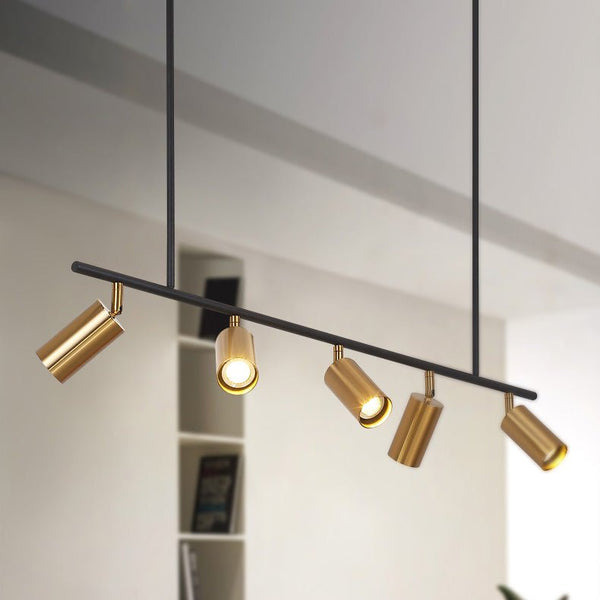 Thehouselights-5-Light Kitchen Track Lighting Kit-Chandelier-Golden-