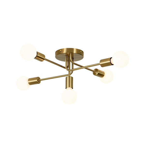 Thehouselights - 5 - Light Swirl Sputnik Semi Flush Light - Chandelier - Brass - 