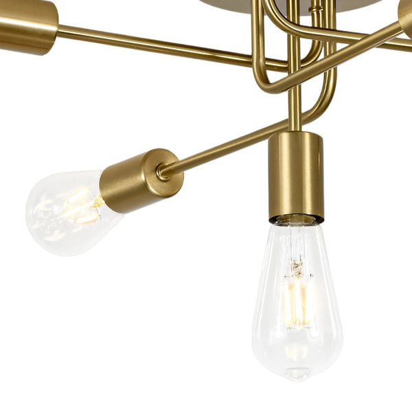 Thehouselights - 5 - Light Swirl Sputnik Semi Flush Light - Chandelier - Brass - 