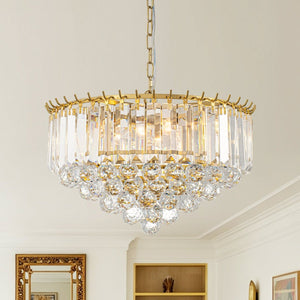 Thehouselights-5-Light Teardrop Crystal Round Chandelier-Chandelier-5-Light-