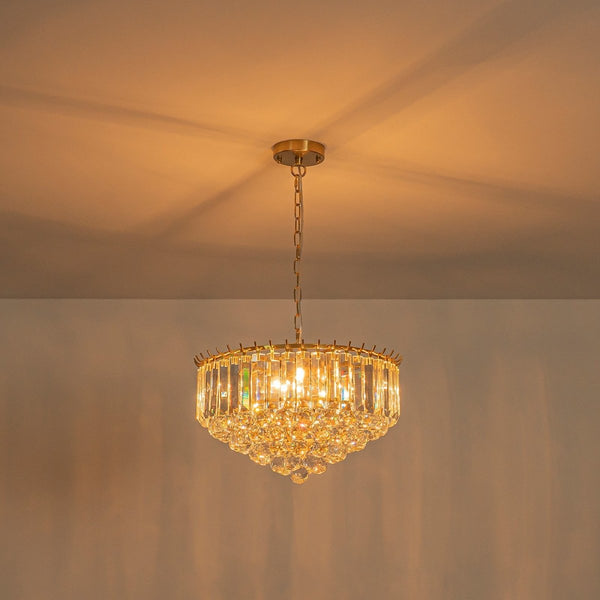 Thehouselights-5-Light Teardrop Crystal Round Chandelier-Chandelier-5-Light-