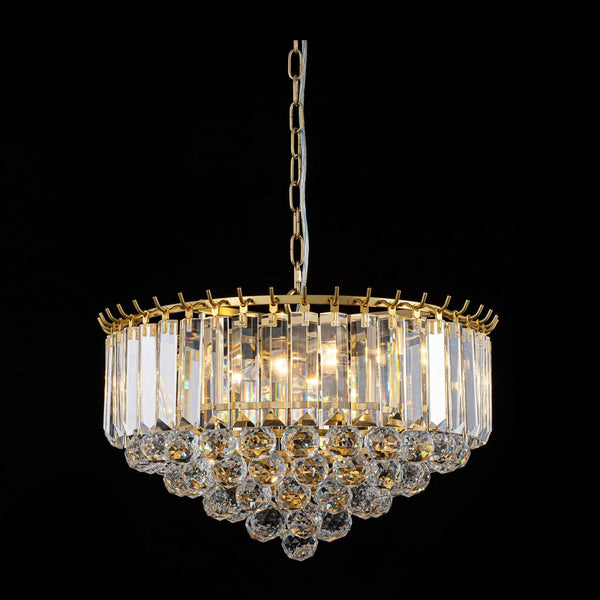 Thehouselights-5-Light Teardrop Crystal Round Chandelier-Chandelier-5-Light-