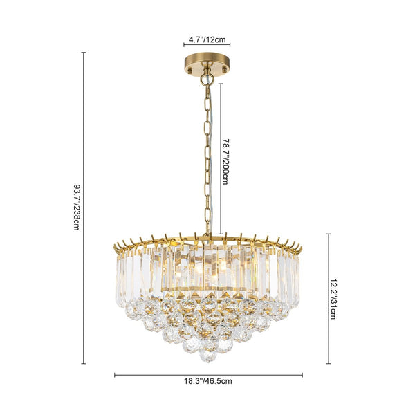Thehouselights-5-Light Teardrop Crystal Round Chandelier-Chandelier-5-Light-