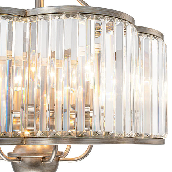 Thehouselights - 6 - Light Geometric Flower Glass Crystal Chandelier - Chandelier - Brushed Silver - 