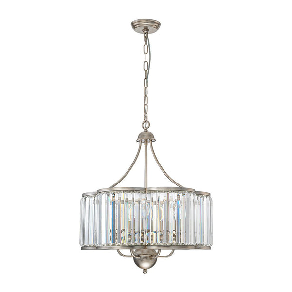 Thehouselights - 6 - Light Geometric Flower Glass Crystal Chandelier - Chandelier - Brushed Silver - 