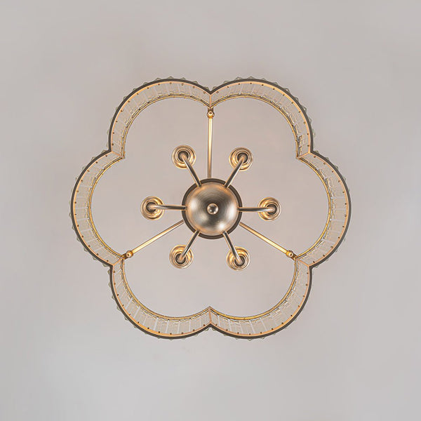 Thehouselights - 6 - Light Geometric Flower Glass Crystal Chandelier - Chandelier - Brushed Silver - 