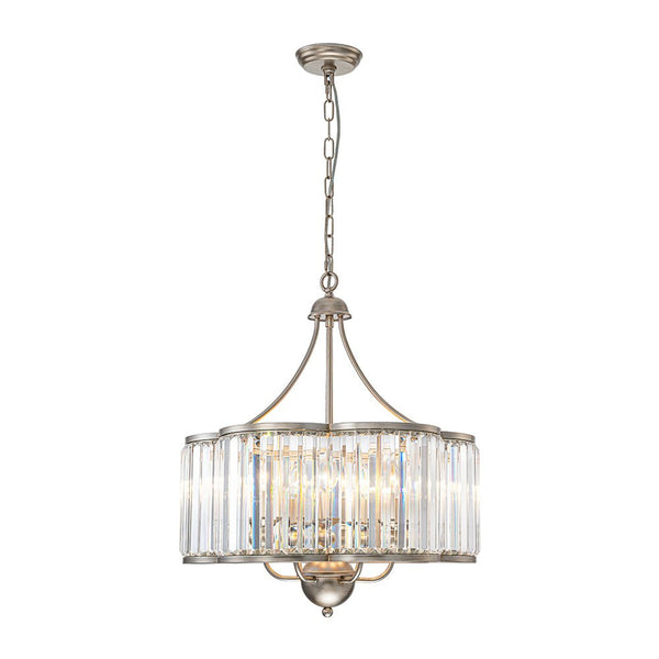 Thehouselights - 6 - Light Geometric Flower Glass Crystal Chandelier - Chandelier - Brushed Silver - 