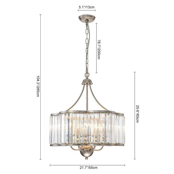 Thehouselights - 6 - Light Geometric Flower Glass Crystal Chandelier - Chandelier - Brushed Silver - 